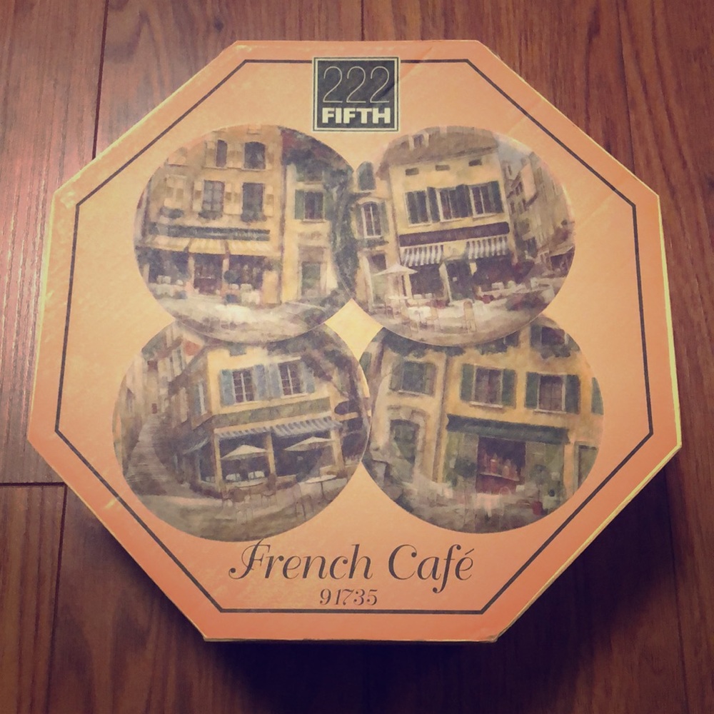222 Fifth French Cafe Set of 4 Plates *NEW*